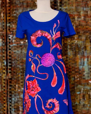 Rochie pictata manual, unicat