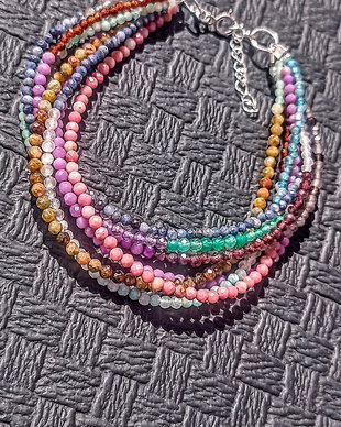 Bratara argint X8 mix pietre semipretioase minimalist multicolor boho chic trendy - Transport gratuit