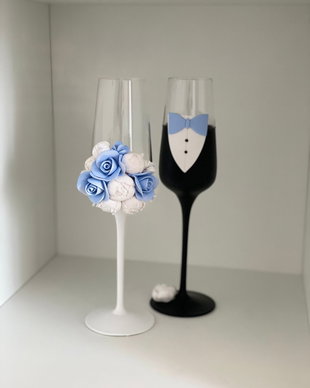 Set Pahare miri Bujori blue