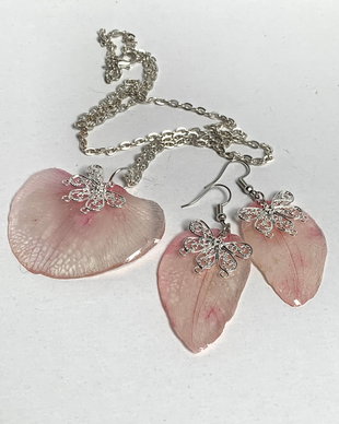 Set bijuterii handmade unicat din rasina si orhidee naturale