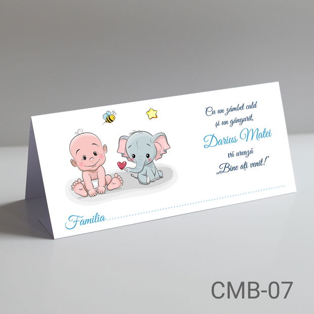 Plicuri bani personalizate pentru botez baieti cu Elefant