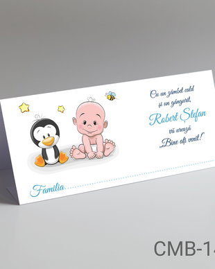 Plicuri bani botez ieftine pentru baieti cu tematica Pinguin