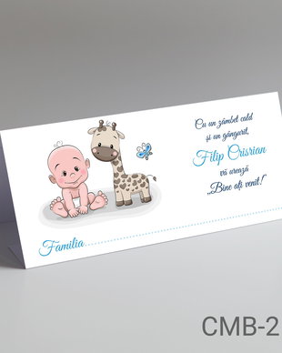 Plicuri bani personalizate pentru botez baieti cu Girafa