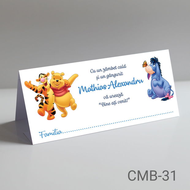 Plicuri bani personalizate pentru botez baieti cu Winnie the Pooh