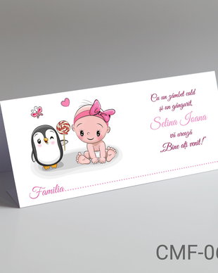 Plicuri bani botez pentru fete tematica Pinguin