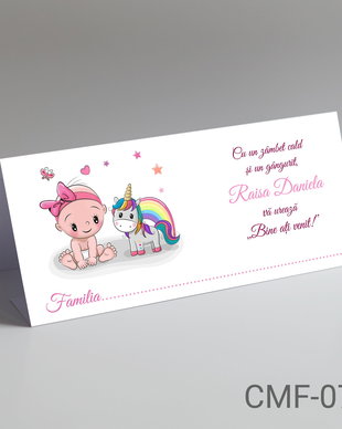 Plicuri bani personalizate pentru botez fetite cu Unicorn