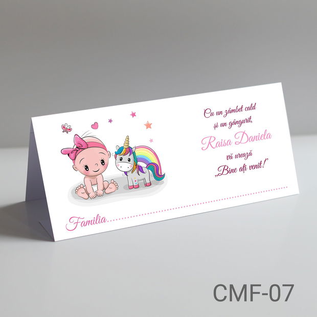 Plicuri bani personalizate pentru botez fetite cu Unicorn