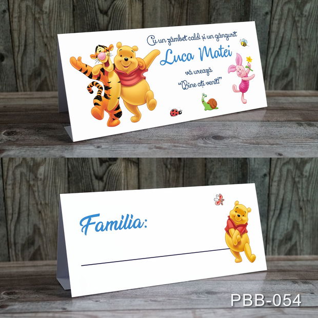 Plicuri bani personalizate pentru botez baieti cu Winnie the Pooh