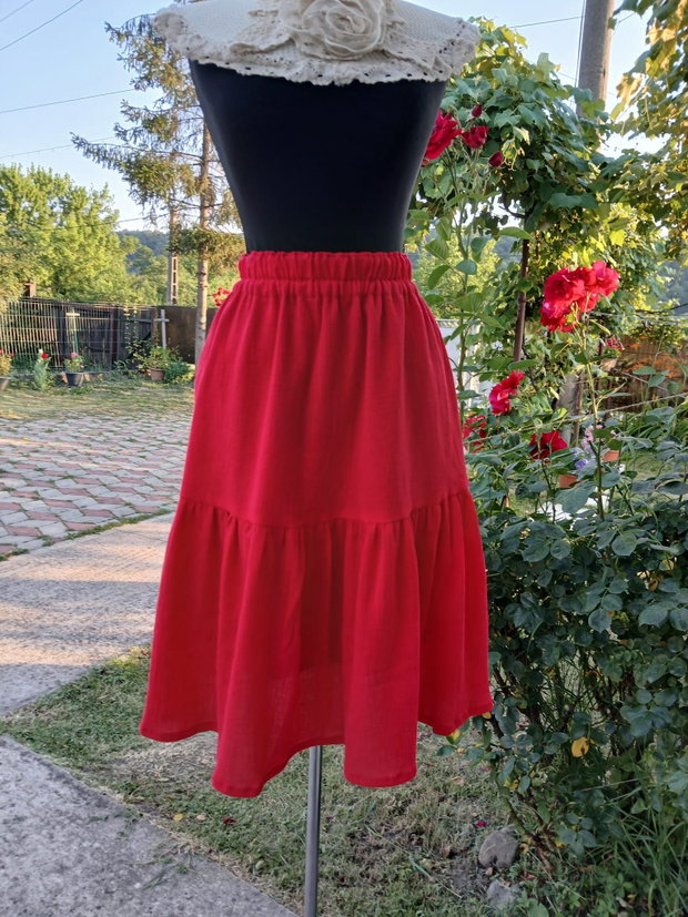 Fusta cu volane/fusta panza topita cu volane