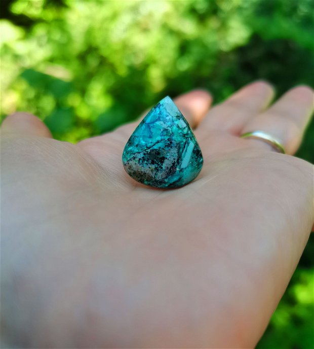 Inel Azurit si Argint 925 - IN1385 - Inel albastru reglabil, cadou romantic, inel pietre semipretioase, bijuterii cadou, cadou sotie, inel cadou, bijuterii azurit, inel lacrima, cristale vindecatoare, cristaloterapie