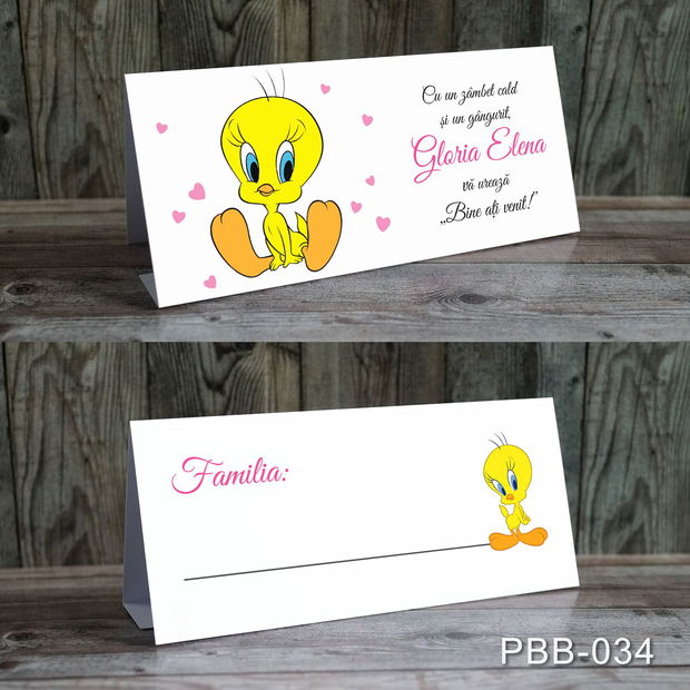 Plicuri bani botez pentru fete tematica Tweety