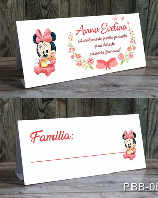 Plicuri bani personalizate pentru botez fetite cu Minnie Mouse