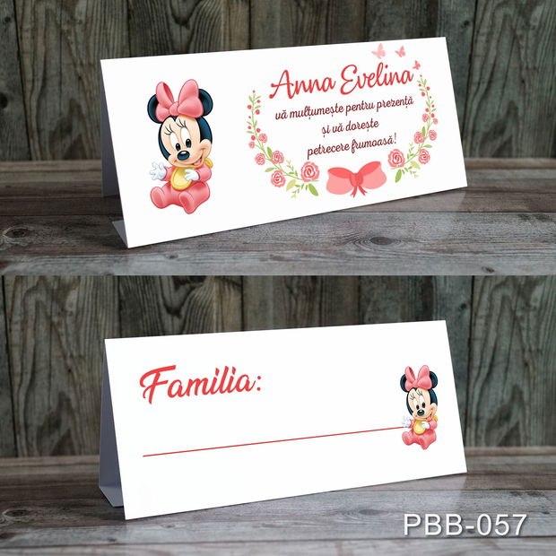 Plicuri bani personalizate pentru botez fetite cu Minnie Mouse