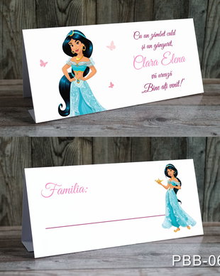 Plicuri bani personalizate pentru botez fetite cu Printesa Jasmine