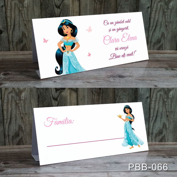 Plicuri bani personalizate pentru botez fetite cu Printesa Jasmine