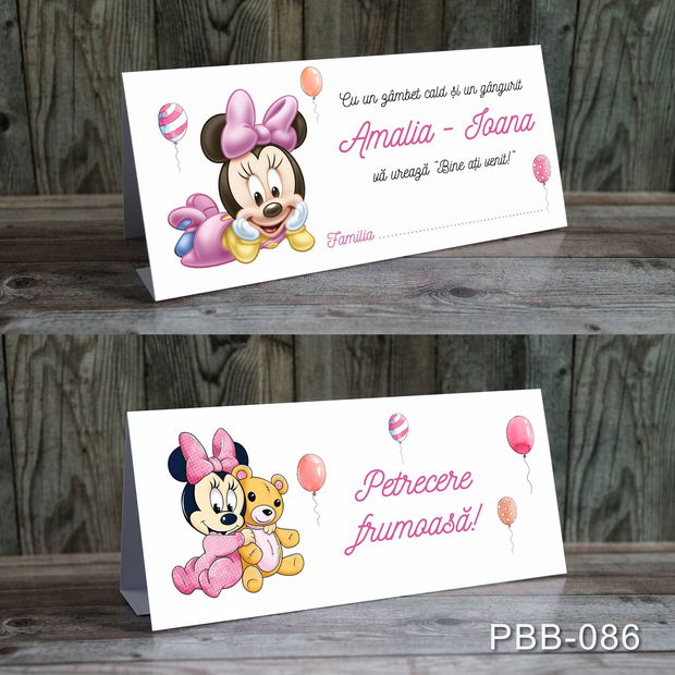 Plicuri bani botez pentru fete tematica Minnie Mouse