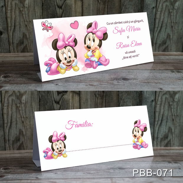 Plicuri de bani pentru botez gemeni cu tematica Minnie Mouse