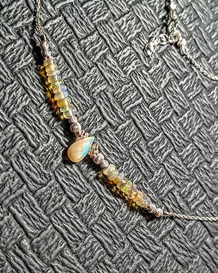 Colier argint opal de foc etiopian lant argint heishi brioleta minimalist boho chic trendy - Transport gratuit