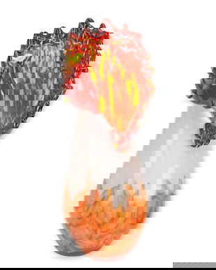 Vaza paun din sticla Murano