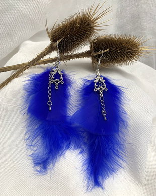 Cercei handmade din pene naturale