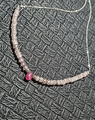 Colier argint safir roz cuart roz brioleta heishi lant argint minimalist boho chic trendy - Transport gratuit