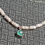 Colier argint calcedonie piatra lunii heishi charm lant argint minimalist boho chic trendy - Transport gratuit