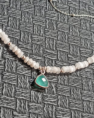 Colier argint calcedonie piatra lunii heishi charm lant argint minimalist boho chic trendy - Transport gratuit