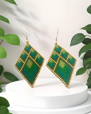 Cercei romb verde
