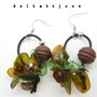 Cercei statement handmade unicat - PET-uri (plastic) reciclate - flori (cod1038)