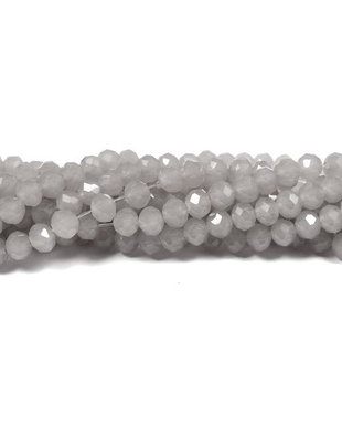 Cristale din sticla, rondelle, semiopace, 6x5 mm, gri-D10