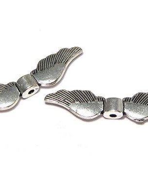 Margele din metal, argintiu antichizat, aripi, 8x35 mm