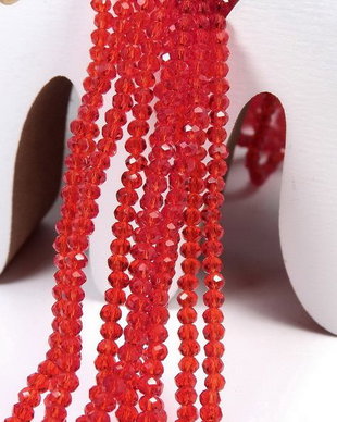 Cristale din sticla, rondelle, 2.5x2 mm, rosii-D01