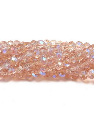 Cristale din sticla, rondelle, 2.5x2 mm, electroplacate, AB, piersica-L22