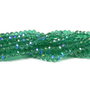 Cristale din sticla, rondelle, 2.5x2 mm, electroplacate, AB, verde smarald-L12