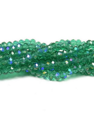 Cristale din sticla, rondelle, 2.5x2 mm, electroplacate, AB, verde smarald-L12