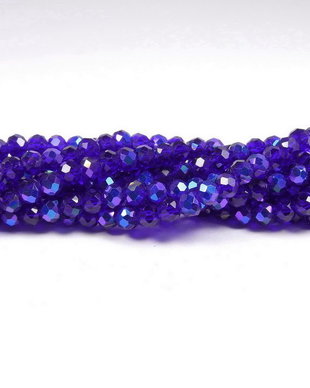 Cristale din sticla, rondelle, 2.5x2 mm, opace, AB, albastru inchis-L12