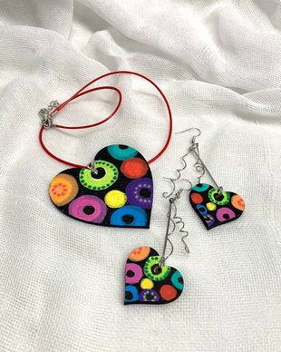 Set bijuterii handmade unicat -pictat manual  00880