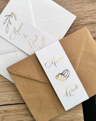 10 Benzi pentru Invitatii Nunta, Benzi Decorative Text Auriu, Argintiu