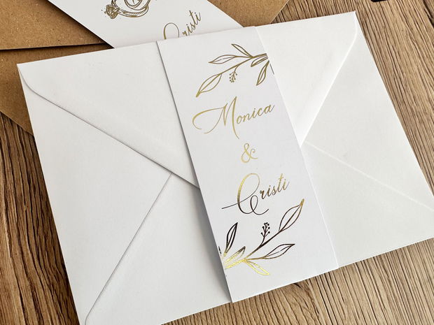 10 Benzi pentru Invitatii Nunta, Benzi Decorative Text Auriu, Argintiu