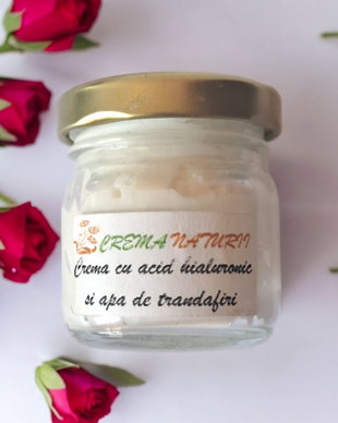 Crema cu acid hialuronic pur si apa de trandafiri 100% naturala