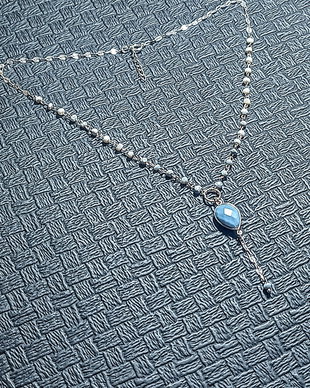 Colier argint opal albastru lant argint gradient minimalist boho chic trendy cadou - Transport gratuit