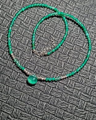 Colier argint onix verde brioleta minimalist boho chic trendy - Transport gratuit