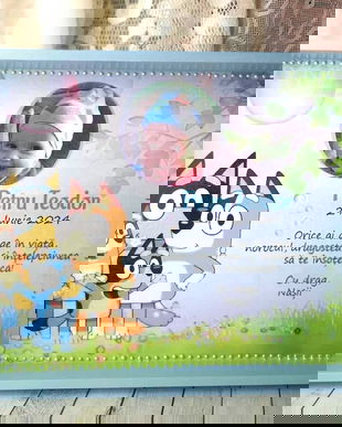 Tava personalizata pentru taierea motului - tema Bluey si poza