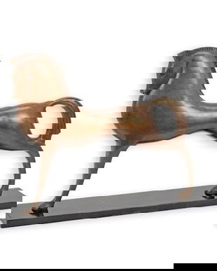 Armasar-statueta moderna din bronz cu un soclu din marmura