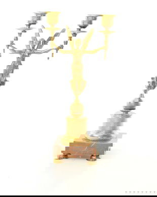 Candelabru cu doua brate din bronz masiv