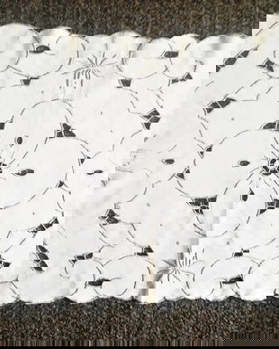 broderie florala gri pe panza alba , 47/32 cm
