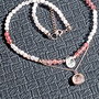 Colier argint cuart roz cuart strawberry charm brioleta lant argint minimalist boho chic trendy - Transport gratuit