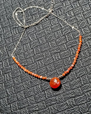 Colier argint carneol brioleta lant argint minimalist boho chic trendy - Transport gratuit