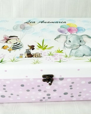 Cutie trusou botez/mot fetita cu elefantel si baloane