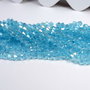 Cristale din sticla, biconice, 4 mm, transparente, AB, aquamarin-A20